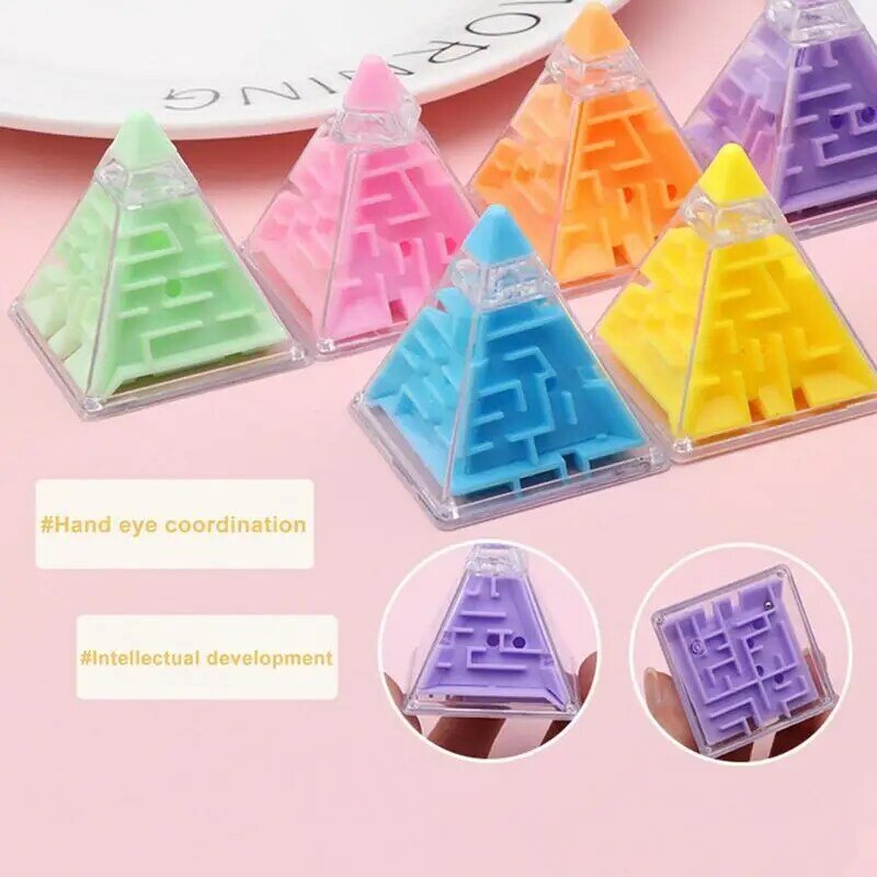 Piramida labirynt piramida łamigłówka 3D labirynty grawitacyjne zabawkowa piłka przenośne Puzzle edukacyjne zabawki na przyjęcie urodziny dzieci