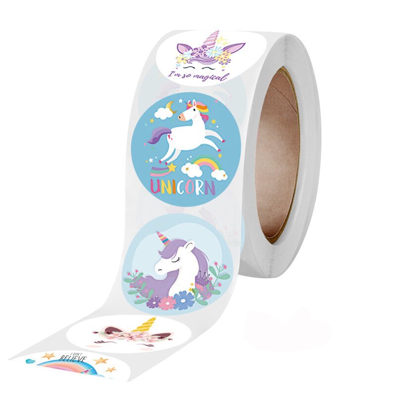 Stiker kartun Unicorn 100-500 buah, stiker hadiah dekorasi Label guru mendorong siswa alat tulis stiker