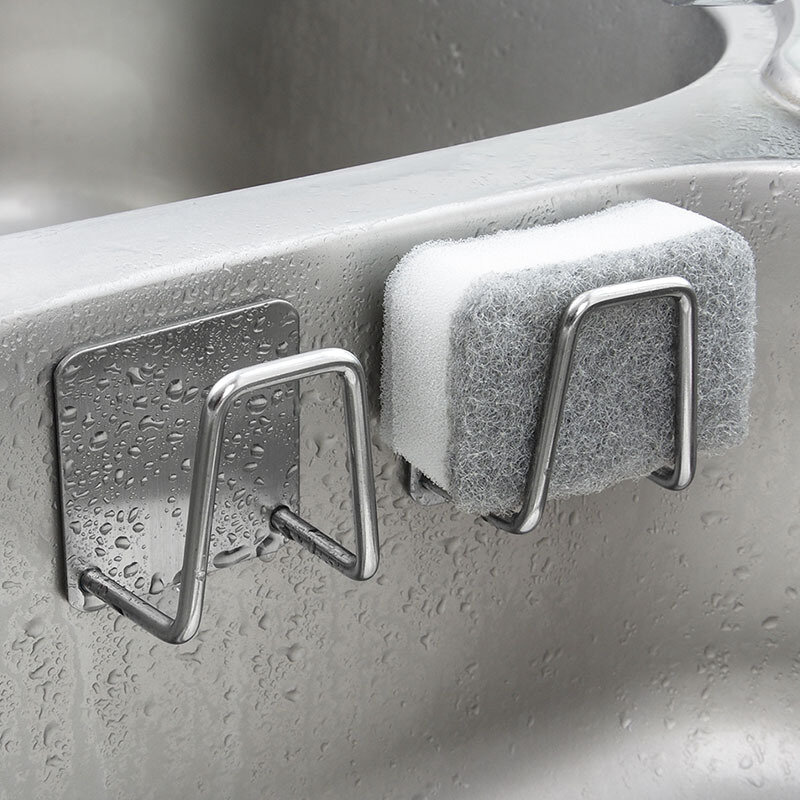 キッチンオーガナイザー-シンク用の粘着性のプラスチック製排水ラック,ステンレス鋼の壁収納ブラケット