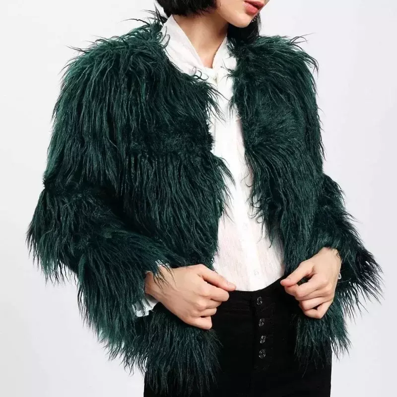 Jaqueta casual de pele de raposa feminina, casaco quente de inverno, casaco parka, tops