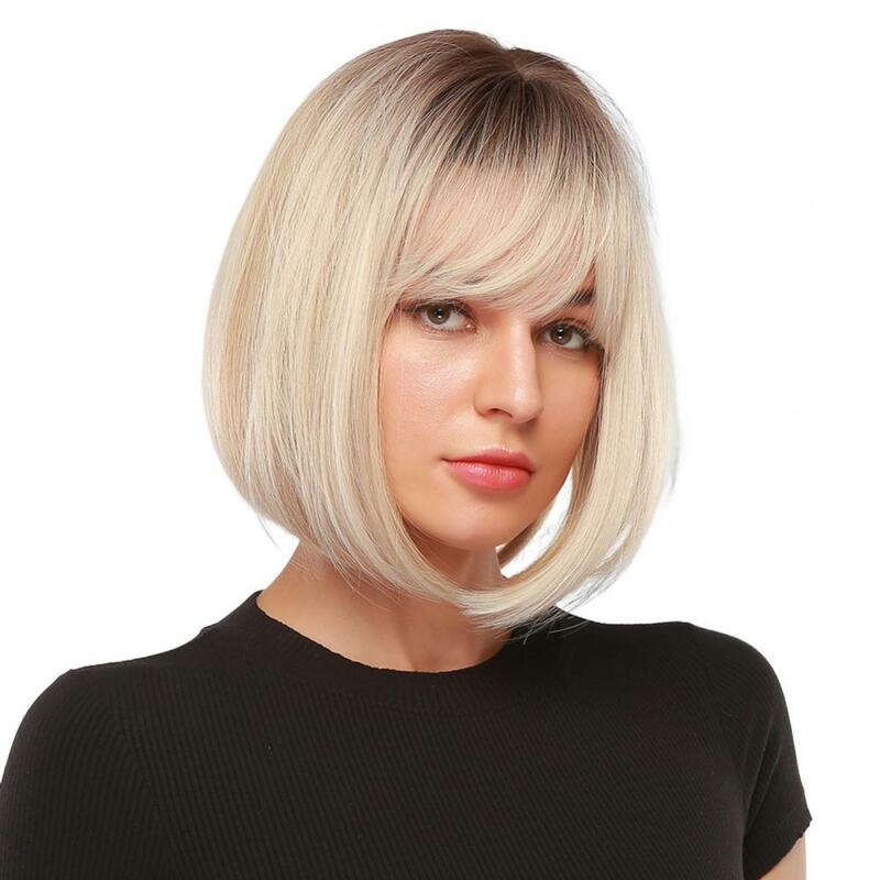 Short Bob Wig With Bangs Synthetic Heat Resistant Wig Natural Hair Looking