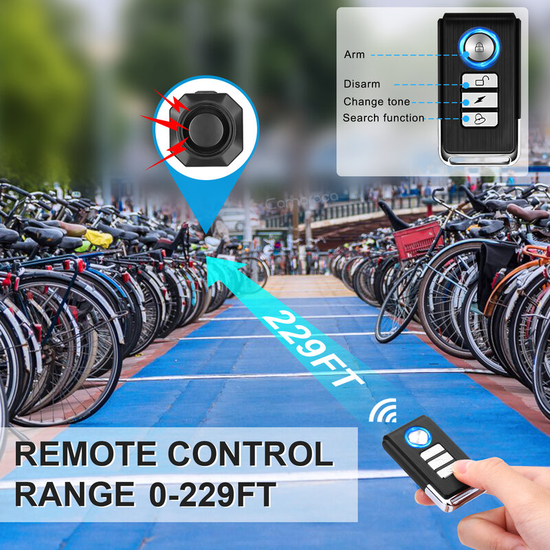 Camaroca alarma antirrobo inalámbrica para bicicleta, dispositivo de seguridad con carga USB para motocicletas eléctricas, Scooter y bicicleta