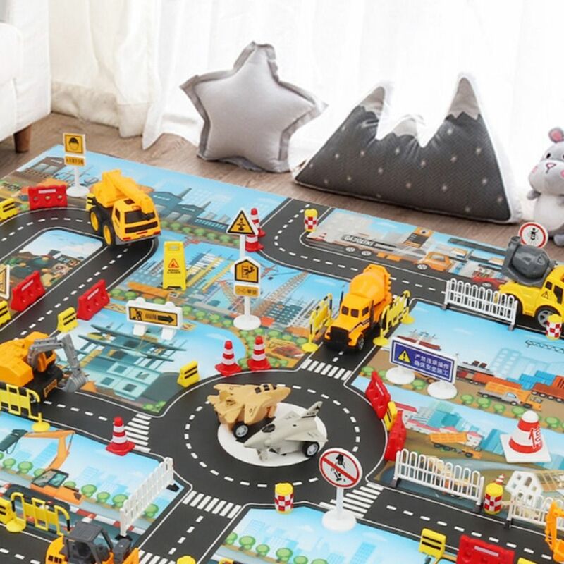Road Mat Children Engineering Parking Lot Map Boy Girls Educational Toy Cartoon Playmat For Baby Mats Kids Toys Games