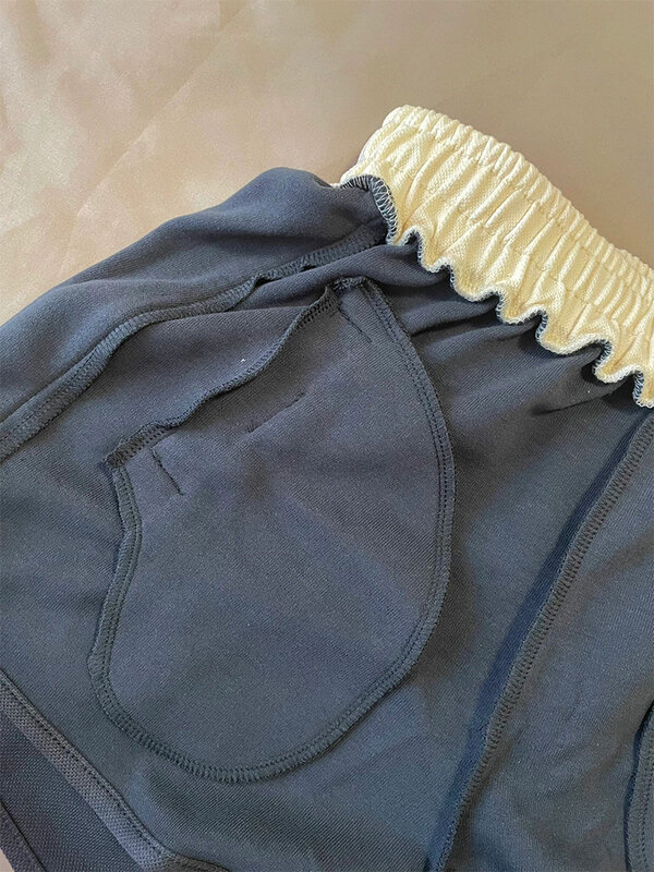 Pantalones cortos holgados de cintura alta para mujer, pantalón de chándal Vintage informal Harajuku, color gris oscuro, Y2k, pierna holgada, verano 2023