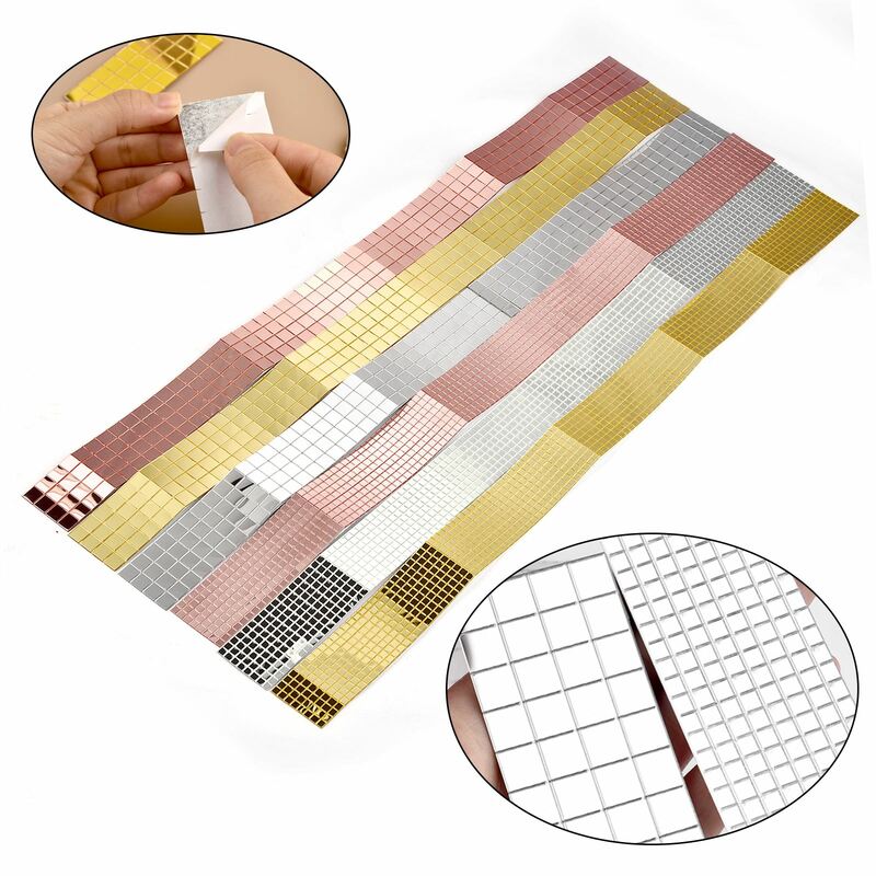 Auto-adesivas telhas do mosaico para a decoração Home, adesivos quadrados, banheiro DIY, artesanato artesanal, Real Craft