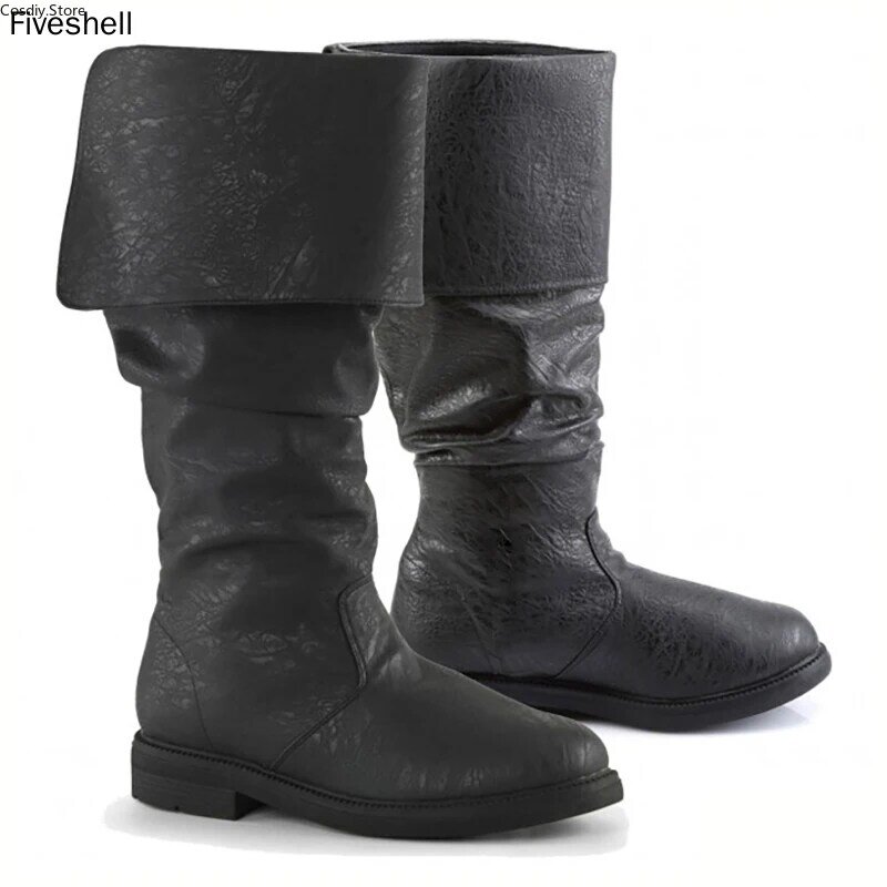 Кожаные полуботинки для мужчин, винтажная обувь в средневековом стиле, пиратский воин, Ларп, эпохи Возрождения