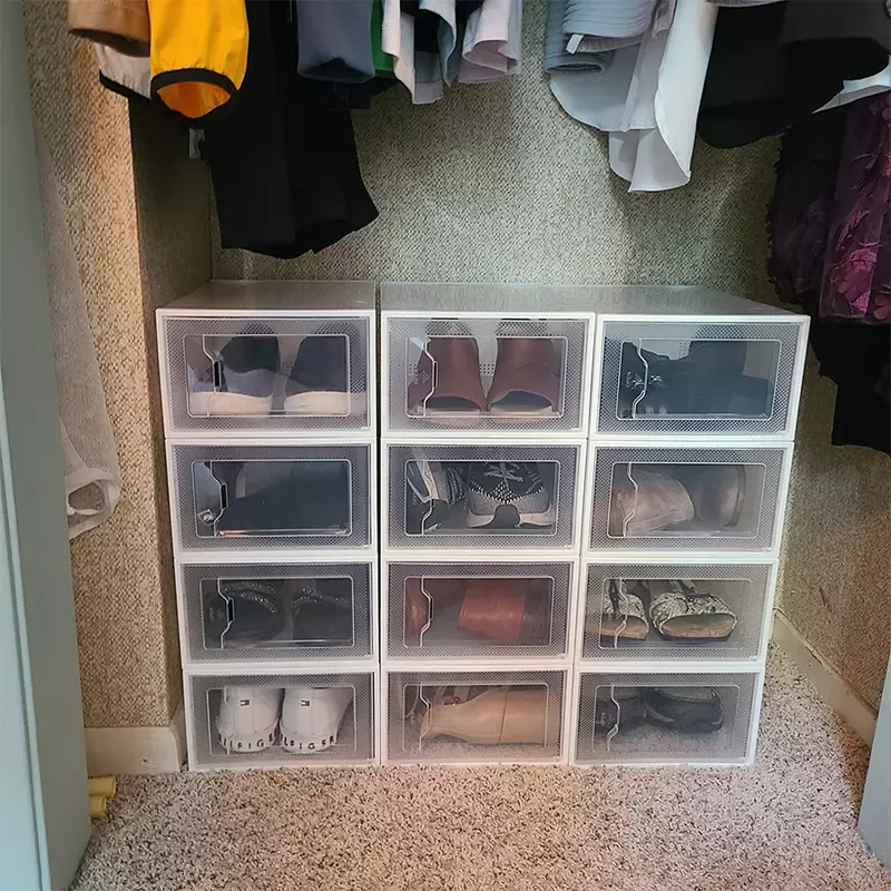 Caja de almacenamiento de zapatos, Zapatero apilable de plástico transparente, 1P
