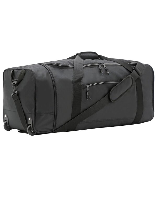 กระเป๋าดัฟเฟิลโพลีเอสเตอร์แบบล้อลากขนาด32 "สีดำ