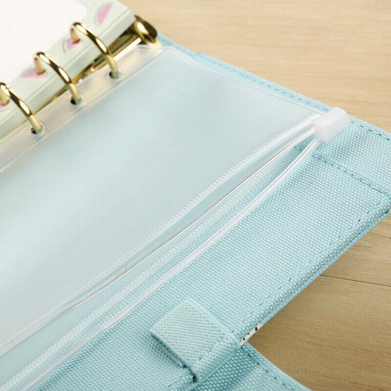 Transparente PVC Zipper Binder Pockets, suporte do documento, organizador de arquivos, bolsas para notebook, folha solta Orçamento Binder, 5pcs por conjunto