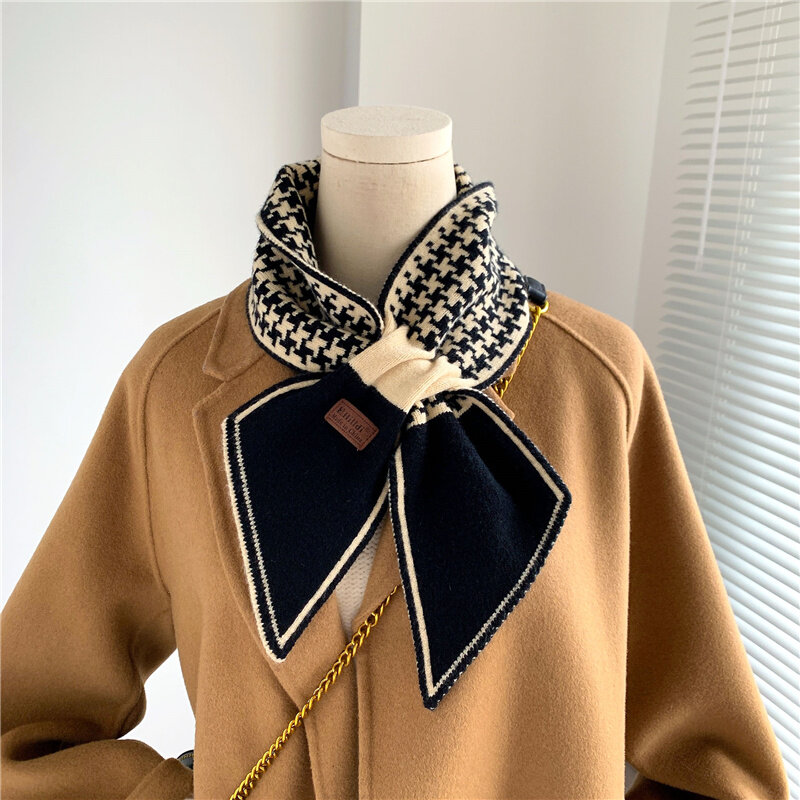 Autumn Winter Warm Knitted Skinny Scarf for Women Fashion Long Woolen Yarn Soft  Letter Neckerchief Foulard Bufadna Scarves 2022