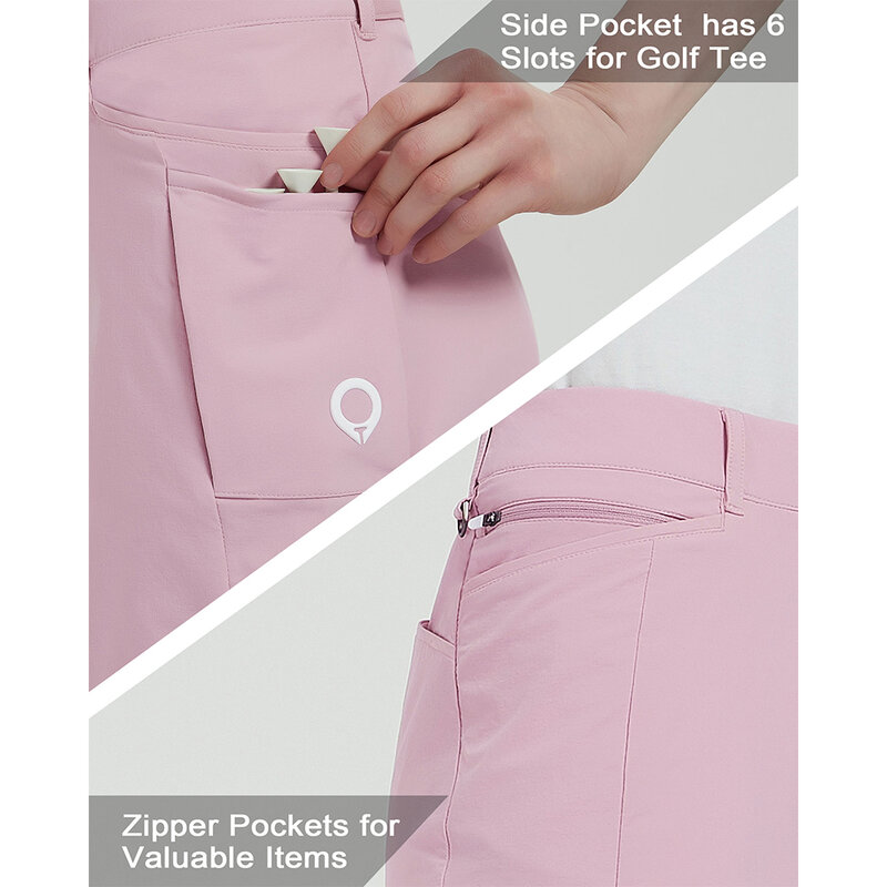 Shorts leves de caminhada de secagem rápida para mulheres respirável outwear de golfe atlético com zíper, verão