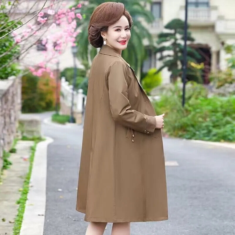 Ветровка женская свободная, пальто-кардиган для матерей среднего возраста, верхняя одежда в Корейском стиле, большие размеры, весна-осень