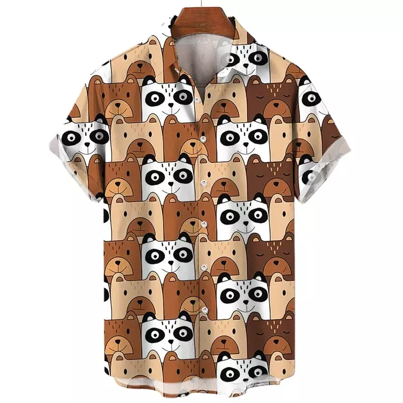 Camisa hawaiana con estampado de gato para hombre, ropa de Graffiti de dibujos animados, Floral, Social, Vintage, Harajuku, Verano
