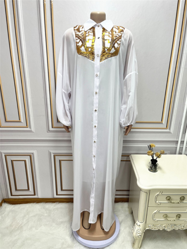 Gaun kemeja ukuran Plus untuk wanita Afrika Dashiki motif jubah Maxi lengan panjang Dubai Turki Kaftan abaya dua potong Set pakaian