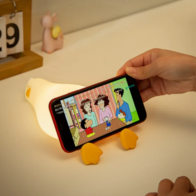 오리 충전식 LED 야간 조명 팻 실리콘 램프, 침대 옆 만화 귀여운 어린이 야간 조명, 가정 방 장식, 생일 선물