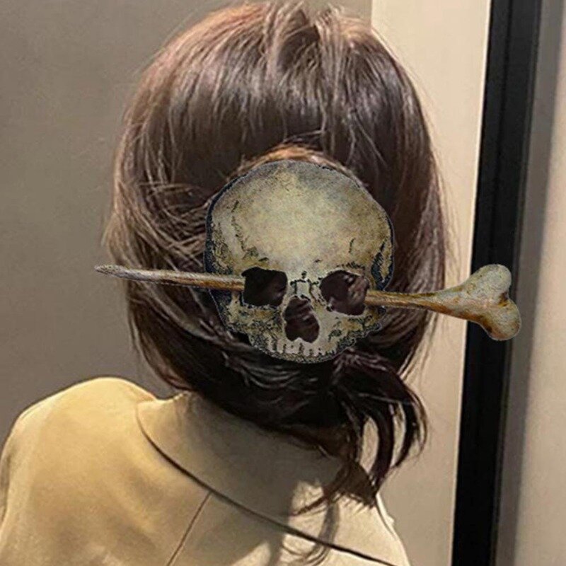 Punk Metal Skull Hairpins Retro Vintage Hair clips for Women Holloween Decoration Hair Sticks Headwear Hairclip Hair Accessories