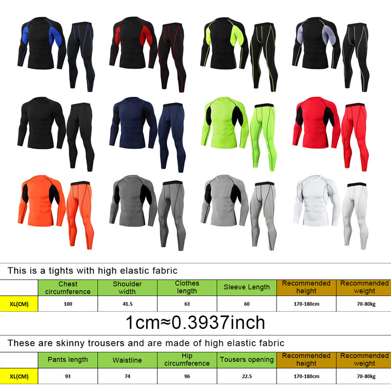 Winter Thermal Underwear Sets Men Outdoor Sports Long Johns Training Long-Sleeve Tights Suit Motorcycles Orange