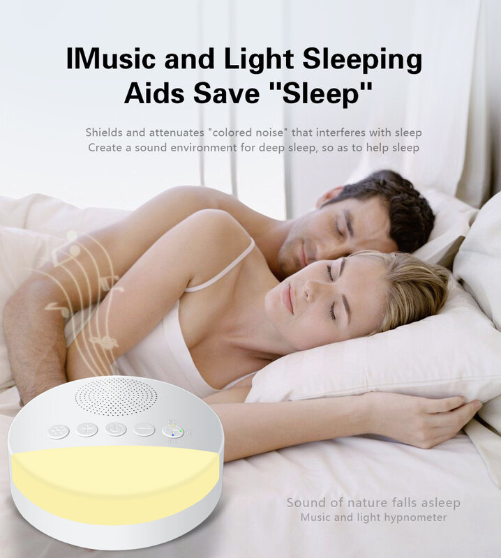 Portatile Baby White Noise Machine USB ricaricabile spegnimento temporizzato Sleep Machine Baby Sleep Sound Player Night Light Noise Player