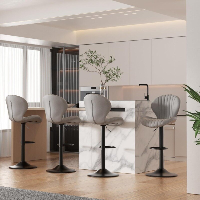 Stołki barowe zestaw 4 nowoczesnych krzesła barowe obrotowych, wysokość borety z wysokim oparciem, łatwy montaż na drążek przez 3-5 minut