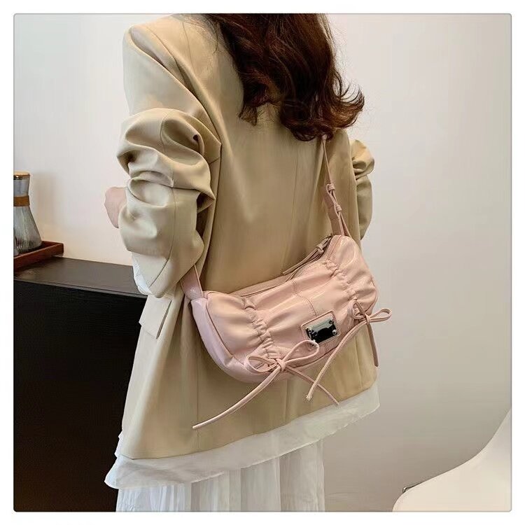 Borse a tracolla piccole con fiocco per donna borsa a tracolla in pelle PU argento moda coreana borse e borsette sotto le ascelle