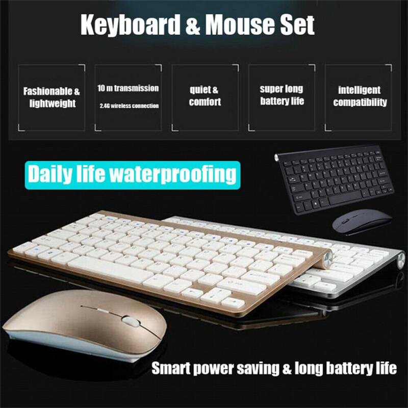 RYRA Mini Tastatur Maus Combo Set 2,4G Drahtlose Tastatur Und Maus Protable Für Notebook Laptop Desktop PC Computer Schweigen mäuse