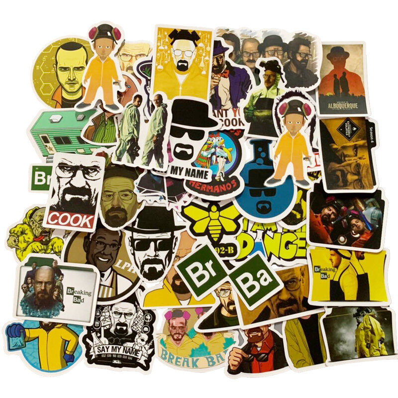 10/30/50pcs Breaking Bad TV Show Stickers PVC Waterproof Toy Graffiti  Kid Stickers Skateboard Guitar Suitcase Luggage Car Decal