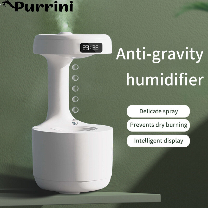 น้ำหยด Air Humidifier 800Ml Anti-Gravity Diffuser Night Light Humidifier สำนักงานห้องนอน Desktop LED อัจฉริยะหน้าจอ