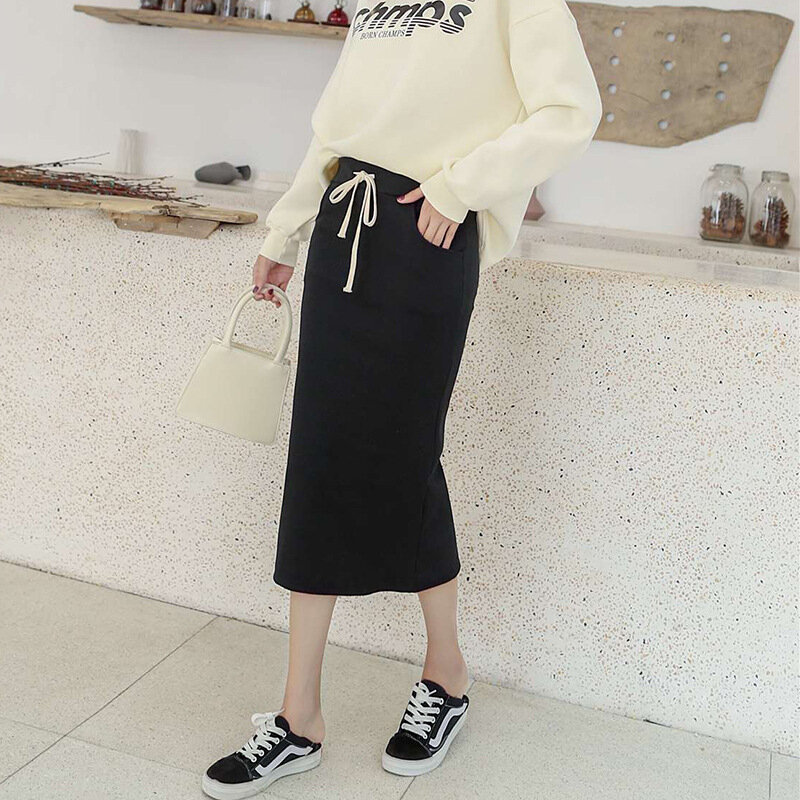 Autumn Winter Fashion Knit High-Waist Long Skirt Slimming Bodycon Pencil