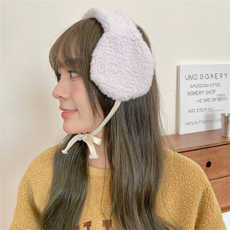 Fashion Warm Plush Earmuff Cute Imitation Rabbit Fur Student Frostproof Earmuffs Winter Women Tie Ear Cover Orejeras De Invierno