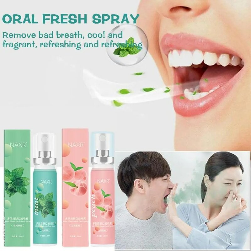 20ml Oral Fresh Spray Litchi Peach Flavor Freshener Portable Unisex Persistent Fragrance Deodorant Breath Spray Mouth Spray