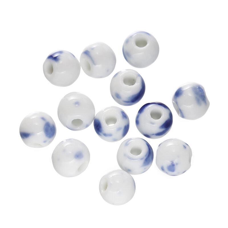 50pcs/Lot 6/8/10mm Classic Ceramic Beads Spacer Loose Round for Necklace Bracelet Earrings Jewelry Making Accessories