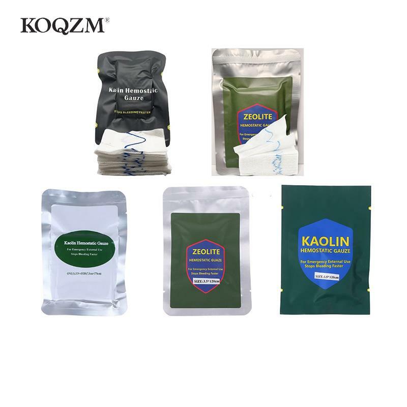Kit de emergência de gaze de combate hemostático-caulim, Z-Fold solúvel para Ifak, kit tático militar de primeiros socorros, curativo médico, trauma