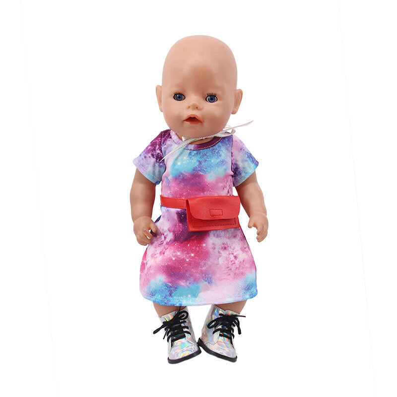 인형 옷 및 가방, 예쁜 드레스 세트, 18 인치 소녀, 미국 및 43 cm 아기 신생아 인형 액세서리, 우리 세대 장난감 선물