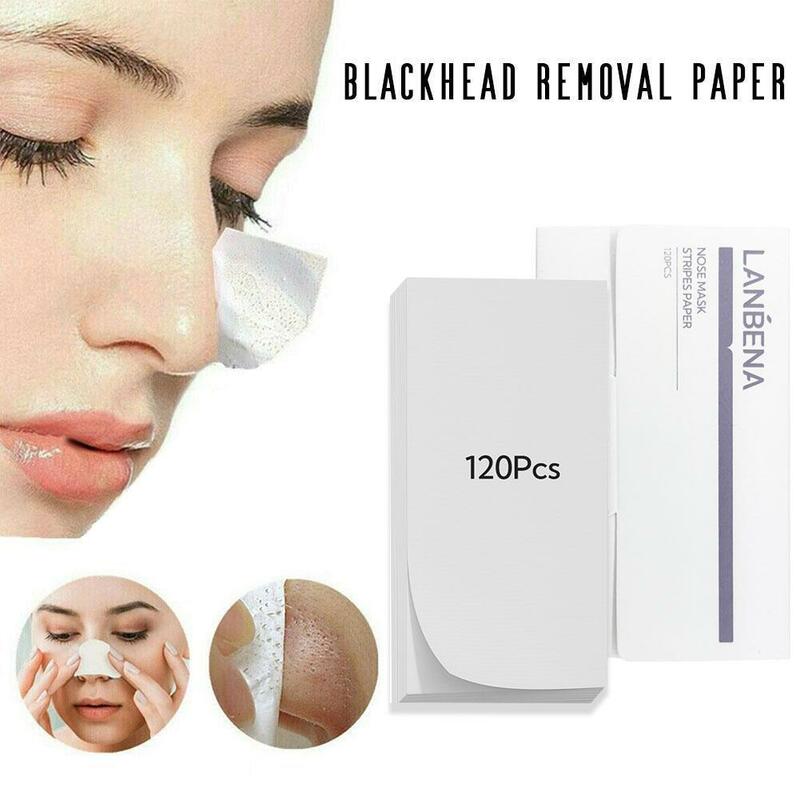 120pcs Blackhead Removal Papers Plant Pore Strips Nose Acne Cleansing Black Dots Peel Off Mud Mask Treatments Skin Care