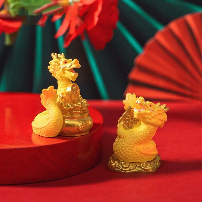Chinese New Year Dragon Figure Zodiac Luck Dragon Desk Decoration Zodiac Animal Mascot Spring Festival Decor Ornaments
