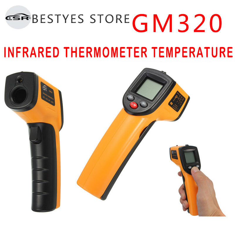 GM320 termometer inframerah industri, pengukur suhu senjata IR inframerah tampilan Digital LCD
