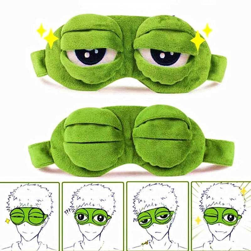 Sad Frog Sleep Mask Eyeshade Plush Eye Cover Travel Relax Gift Blindfold Cute Patches Soft Cartoon Sleeping Mask for Kid Adult