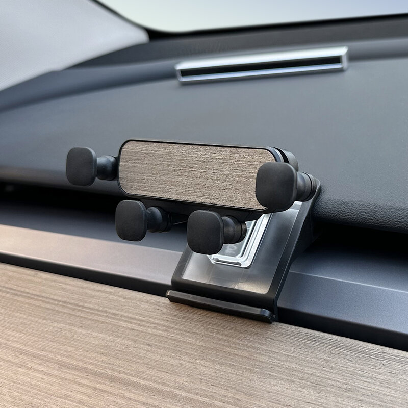 For Tesla Model Y 2021 2022 2023 Car Cell Phone Holder Wooden Gravity Support Mount Bracket Vent Clip Air Outlet Snap-in