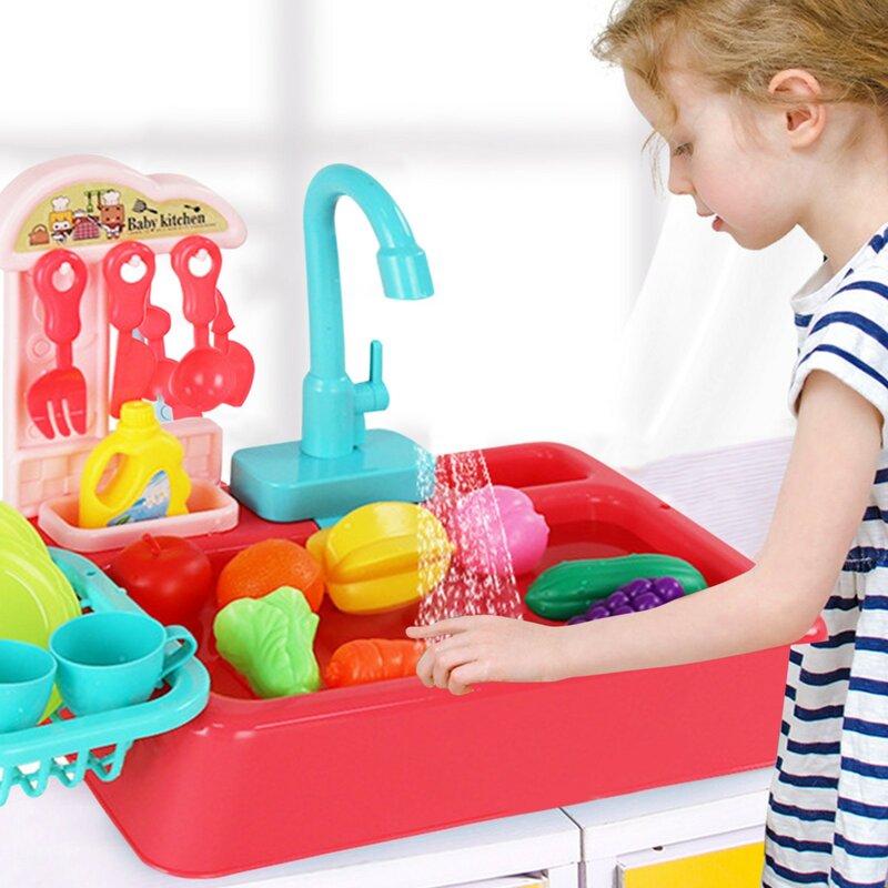 Забавные обучающие игрушки для детей для раннего развития, аналоговая электрическая посудомоечная машина, Детская ролевая игра, кухонный набор, новинка 2024