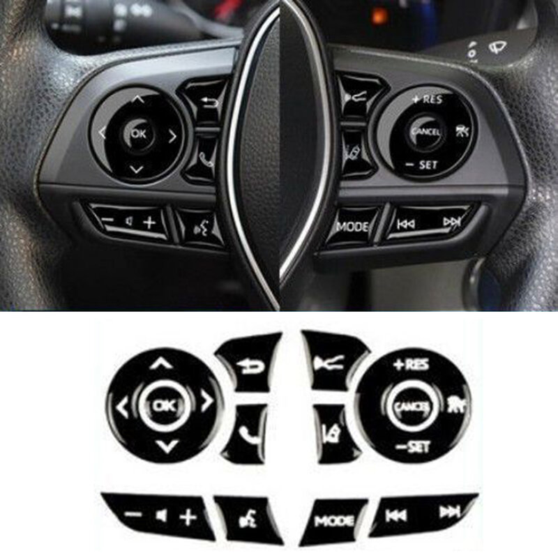 Carro volante botão tampa guarnição, gloss preto para Toyota Corolla 2019-2022, fácil instalação, 12pcs conjunto