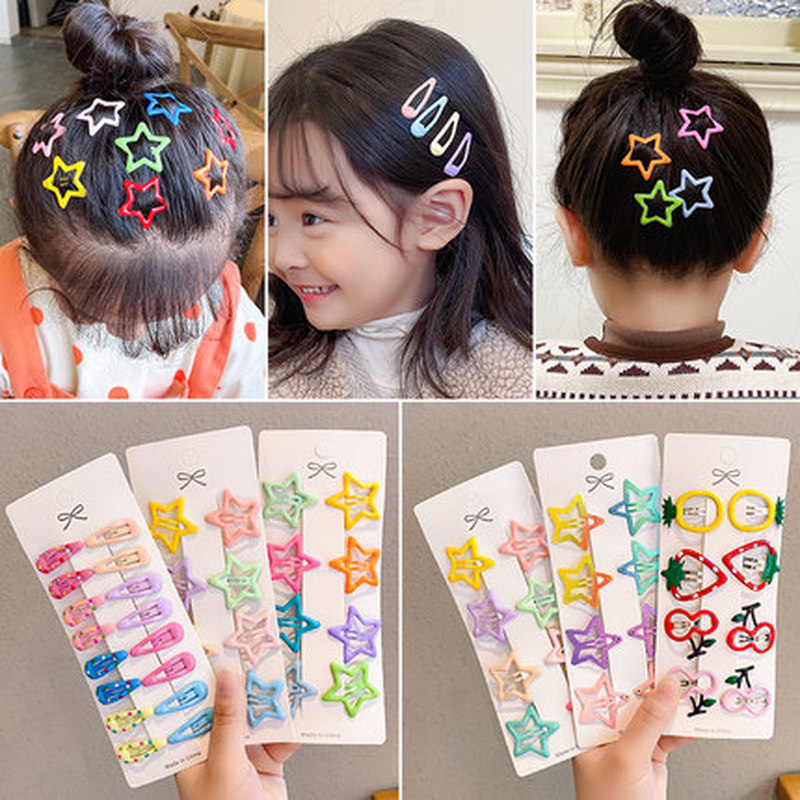 5Pcs/set Mini Fruit Bangs Hair Clip Kids Metal Barrettes Side Clips Hairpins Girls Hair Accessories Headwear Clips Styling Tools
