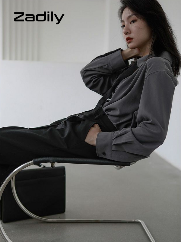 Zadily-camisa minimalista de manga larga con botones para mujer, blusa holgada de gran tamaño, estilo coreano, 2024 Tamaño grande blusas de mujer bonitas y baratas básico blusas femininas elegantes ZA camisa mujer
