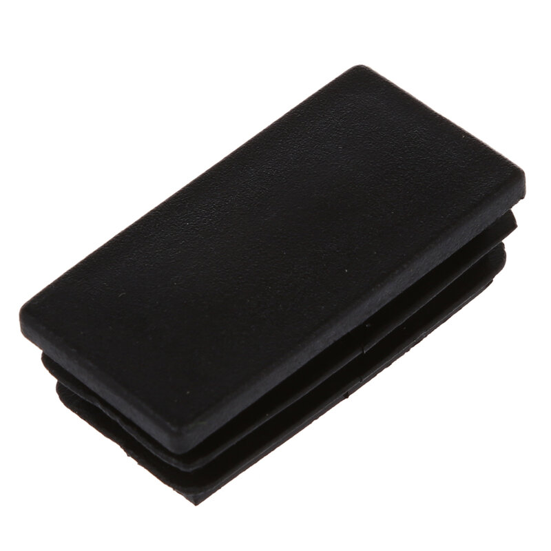 Insertos de tubo rectangular de plástico, tapa de cierre, 25x50mm, 10 piezas, color negro