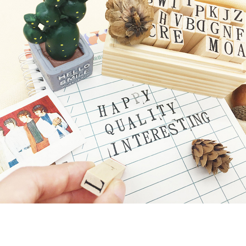 Stationery Letter Stamps Letter Diary Cards Craft Wooden Mounted Rubber Abc Student