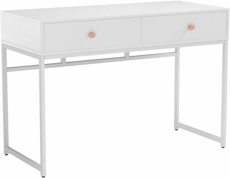 Tribesigns Computer Desk, Modern Simple 47 inch Home Office Desk Study Table Writing Desk with 2 Storage Drawers, Makeup Vanity
