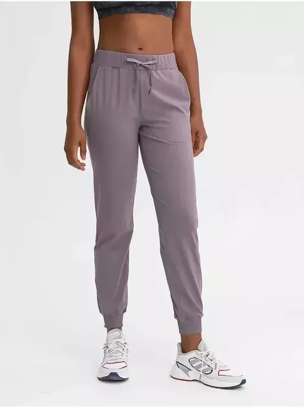 Lemon-pantalones de Yoga para mujer, tejido elástico, holgado, con bolsillos laterales, hasta el tobillo