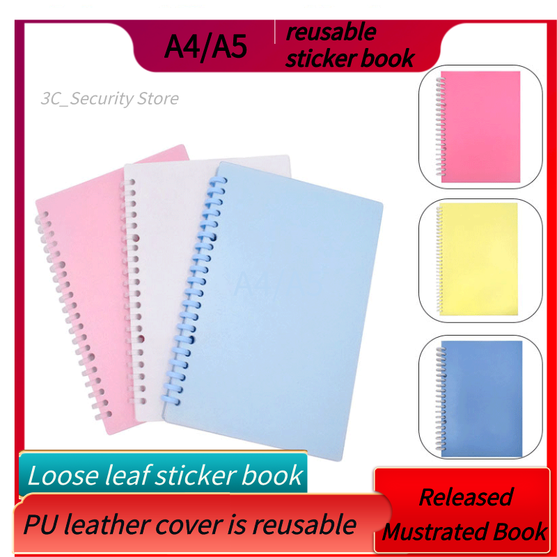 A4/A5 Size Stickers Collection Album 40 Reusable Stickers Book PU Leather Cover For DIY Cutting Sticker Organizer