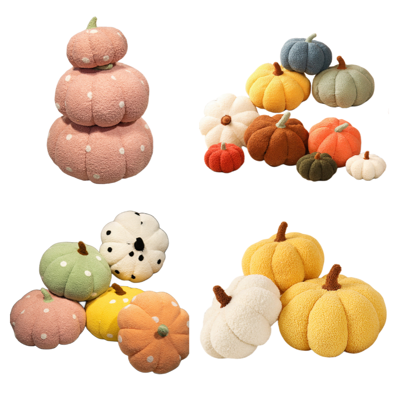 Kawaii Halloween Pumpkin Plush Pillow, boneca de pelúcia macia, brinquedos de plantas, adereços, decoração de aniversário, presentes infantis, novo, Ins, 18-48cm