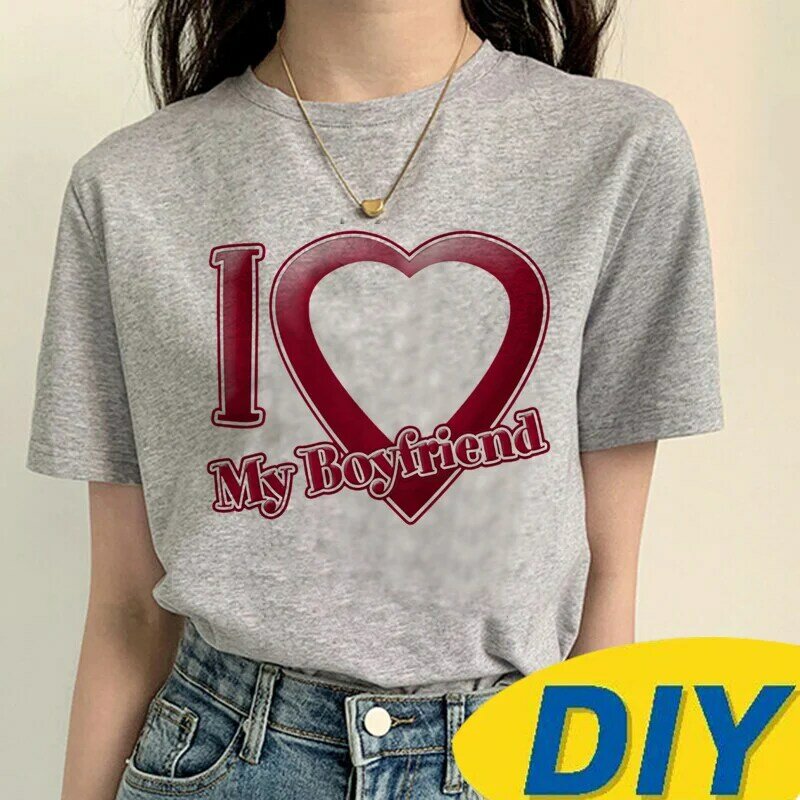 I Love My Boyfriend 맞춤형 맞춤형 티셔츠, 여성 재미있는 하라주쿠 티셔츠, 소녀 Y2K 의류
