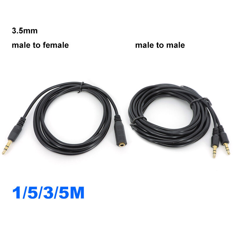 1.5/3/5m Male to Female 3.5mm Jack Male to Male Plug Stereo Aux Extension Cable Cord Audio for Phone Headphone Earphone E1